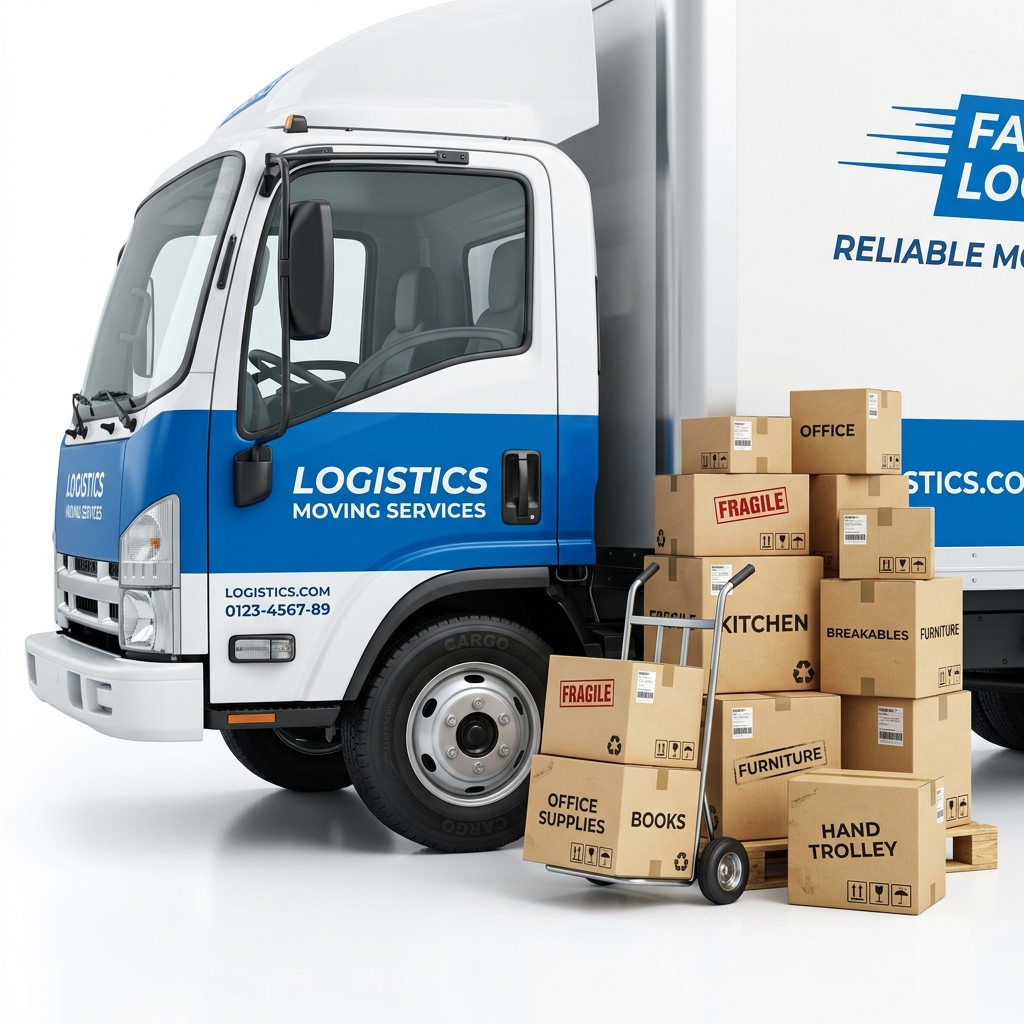 Moving Logistics Truck and Boxes